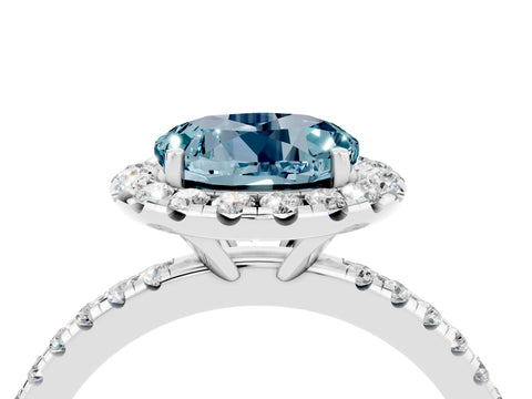White gold Round Cut Halo Round Diamond Pavé Band Four-Prong Ring_4