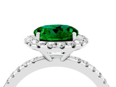 White gold Round Cut Halo Round Diamond Pavé Band Four-Prong Ring_4