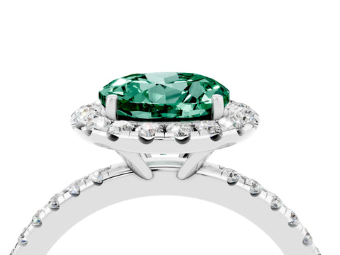 White gold Round Cut Halo Round Diamond Pavé Band Four-Prong Ring_4