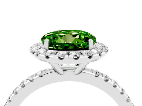 White gold Round Cut Halo Round Diamond Pavé Band Four-Prong Ring_4