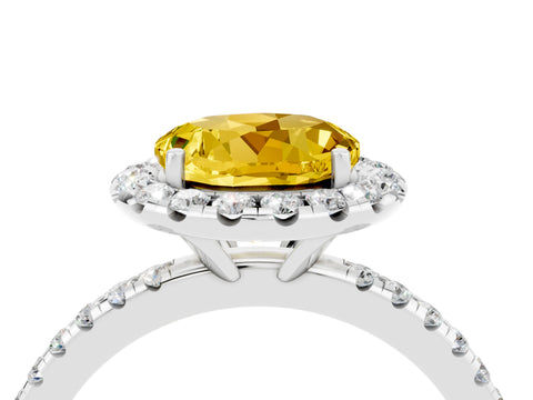 White gold Round Cut Halo Round Diamond Pavé Band Four-Prong Ring_4