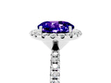 White gold Round Cut Halo Round Diamond Pavé Band Four-Prong Ring_5
