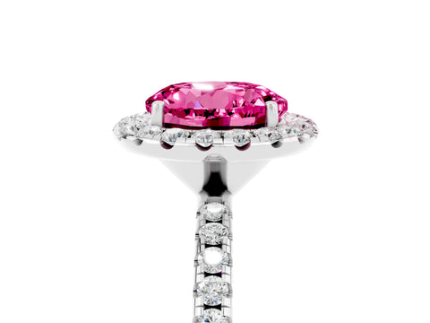 White gold Round Cut Halo Round Diamond Pavé Band Four-Prong Ring_5