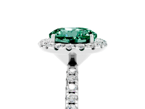 White gold Round Cut Halo Round Diamond Pavé Band Four-Prong Ring_5