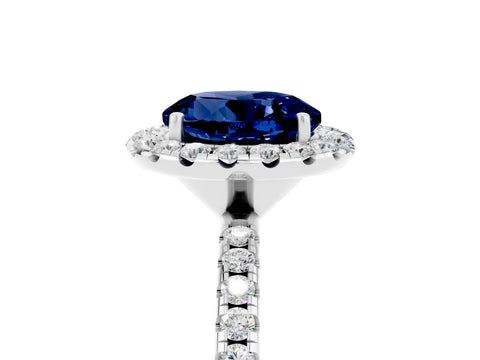 White gold Round Cut Halo Round Diamond Pavé Band Four-Prong Ring_5
