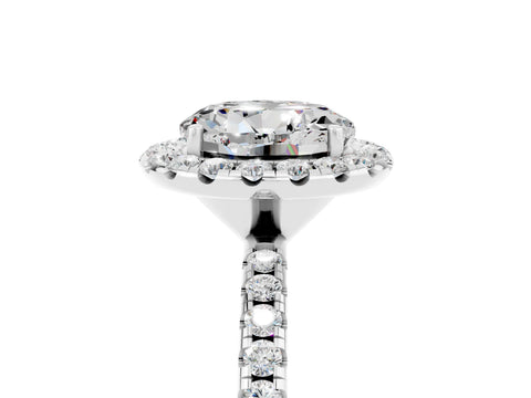 White gold Round Cut Halo Round Diamond Pavé Band Four-Prong Ring_5