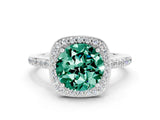 White gold Round Cut Halo Round Diamond Pavé Band with Four-Prong Setting
