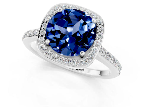 White gold Round Cut Halo Round Diamond Pavé Band with Four-Prong Setting_1