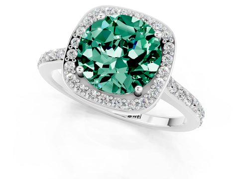 White gold Round Cut Halo Round Diamond Pavé Band with Four-Prong Setting_1