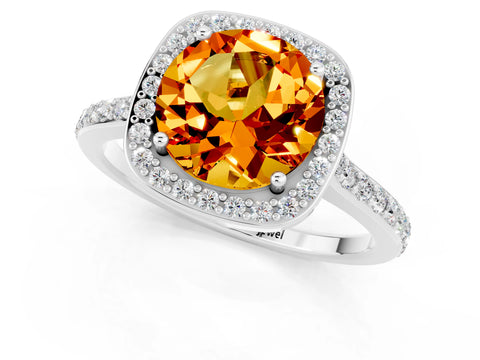 White gold Round Cut Halo Round Diamond Pavé Band with Four-Prong Setting_1
