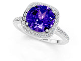 White gold Round Cut Halo Round Diamond Pavé Band with Four-Prong Setting_1