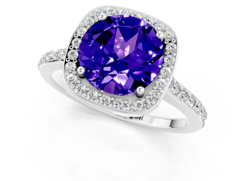 White gold Round Cut Halo Round Diamond Pavé Band with Four-Prong Setting_1