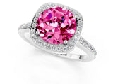 White gold Round Cut Halo Round Diamond Pavé Band with Four-Prong Setting_1