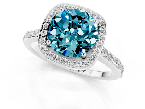 White gold Round Cut Halo Round Diamond Pavé Band with Four-Prong Setting_1