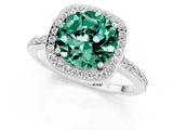 White gold Round Cut Halo Round Diamond Pavé Band with Four-Prong Setting_1