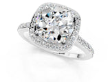 White gold Round Cut Halo Round Diamond Pavé Band with Four-Prong Setting_1