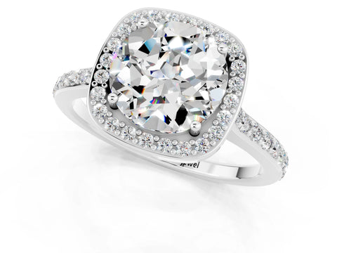 White gold Round Cut Halo Round Diamond Pavé Band with Four-Prong Setting_1