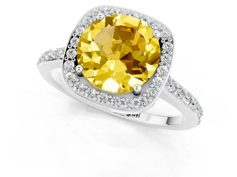 White gold Round Cut Halo Round Diamond Pavé Band with Four-Prong Setting_1