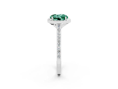 White gold Round Cut Halo Round Diamond Pavé Band with Four-Prong Setting_2