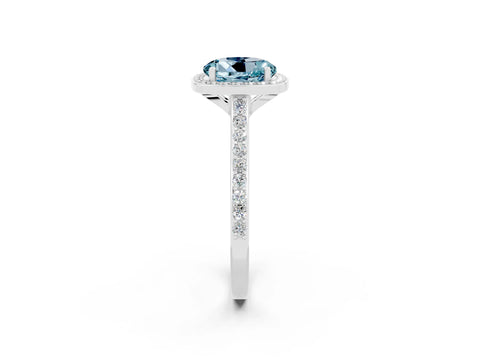 White gold Round Cut Halo Round Diamond Pavé Band with Four-Prong Setting_2