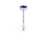 White gold Round Cut Halo Round Diamond Pavé Band with Four-Prong Setting_2