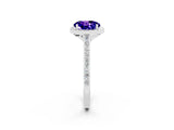 White gold Round Cut Halo Round Diamond Pavé Band with Four-Prong Setting_2