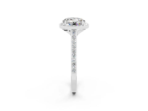White gold Round Cut Halo Round Diamond Pavé Band with Four-Prong Setting_2