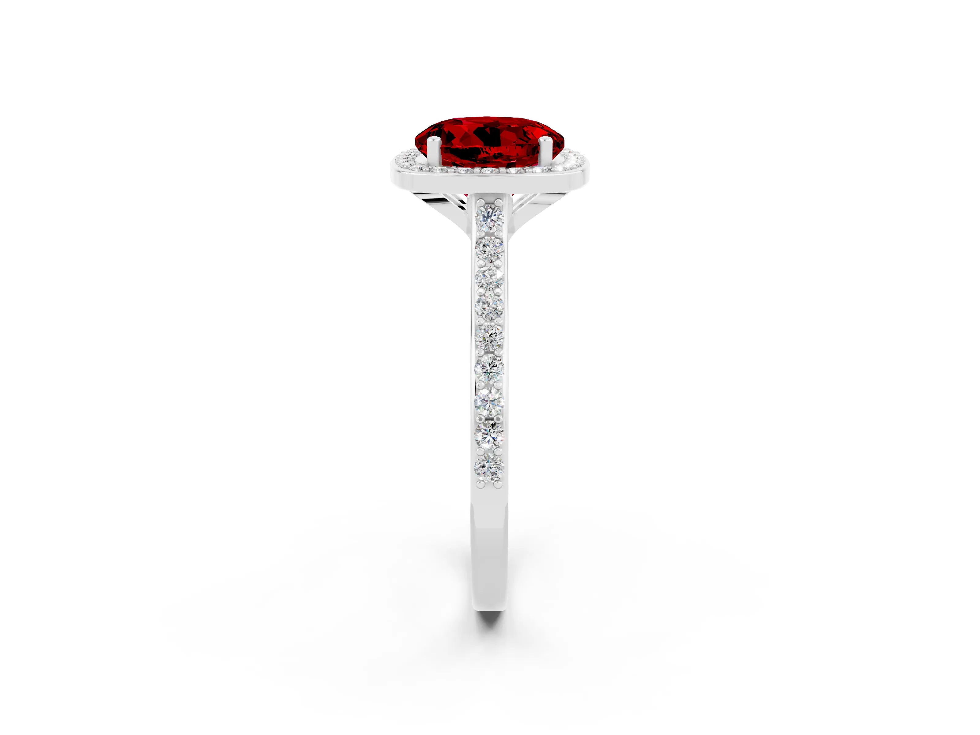 White gold Round Cut Halo Round Diamond Pavé Band with Four-Prong Setting_2