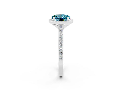 White gold Round Cut Halo Round Diamond Pavé Band with Four-Prong Setting_2
