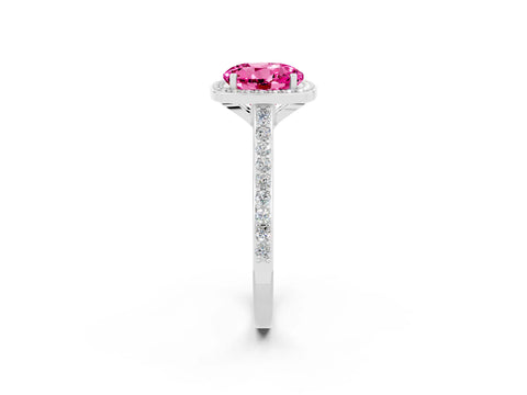 White gold Round Cut Halo Round Diamond Pavé Band with Four-Prong Setting_2