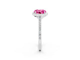 White gold Round Cut Halo Round Diamond Pavé Band with Four-Prong Setting_2