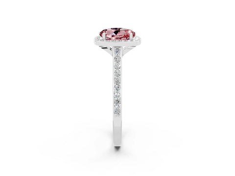 White gold Round Cut Halo Round Diamond Pavé Band with Four-Prong Setting_2