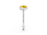 White gold Round Cut Halo Round Diamond Pavé Band with Four-Prong Setting_2