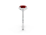 White gold Round Cut Halo Round Diamond Pavé Band with Four-Prong Setting_2