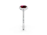 White gold Round Cut Halo Round Diamond Pavé Band with Four-Prong Setting_2
