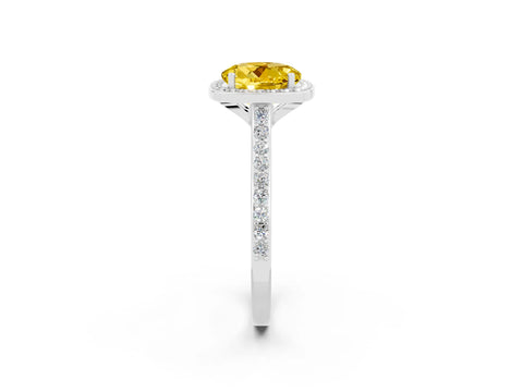 White gold Round Cut Halo Round Diamond Pavé Band with Four-Prong Setting_2