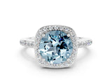 White gold Round Cut Halo Round Diamond Pavé Band with Four-Prong Setting