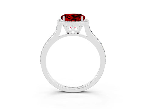 White gold Round Cut Halo Round Diamond Pavé Band with Four-Prong Setting_3