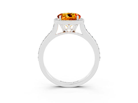 White gold Round Cut Halo Round Diamond Pavé Band with Four-Prong Setting_3