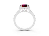 White gold Round Cut Halo Round Diamond Pavé Band with Four-Prong Setting_3