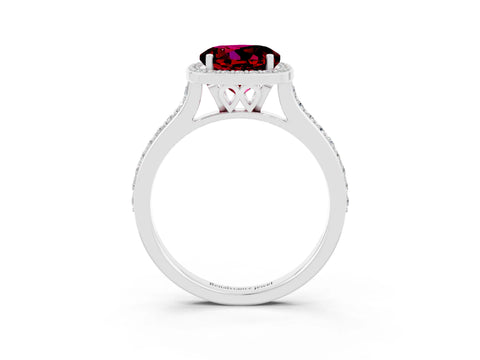 White gold Round Cut Halo Round Diamond Pavé Band with Four-Prong Setting_3