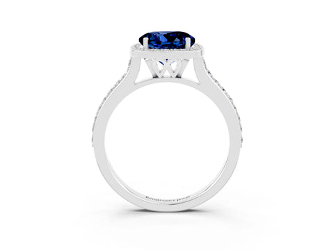 White gold Round Cut Halo Round Diamond Pavé Band with Four-Prong Setting_3