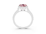 White gold Round Cut Halo Round Diamond Pavé Band with Four-Prong Setting_3