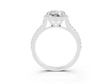 White gold Round Cut Halo Round Diamond Pavé Band with Four-Prong Setting_3