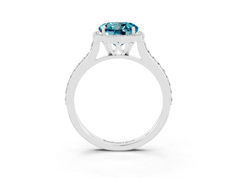 White gold Round Cut Halo Round Diamond Pavé Band with Four-Prong Setting_3