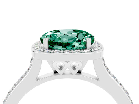White gold Round Cut Halo Round Diamond Pavé Band with Four-Prong Setting_4
