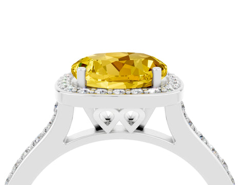 White gold Round Cut Halo Round Diamond Pavé Band with Four-Prong Setting_4