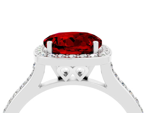White gold Round Cut Halo Round Diamond Pavé Band with Four-Prong Setting_4