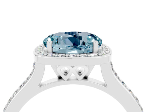 White gold Round Cut Halo Round Diamond Pavé Band with Four-Prong Setting_4