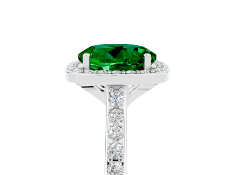 White gold Round Cut Halo Round Diamond Pavé Band with Four-Prong Setting_5